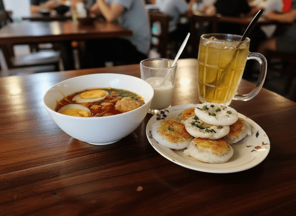 Bánh căn Phan Thiết dùng kèm nước chấm xíu mại là một món ăn rất đặc trưng của vùng đất này